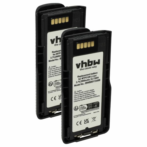 Bateria vhbw 2x para Motorola NNTN8020B, NNTN8020AC, NNTN8020A, NNTN8020 - 2900 mAh 3.7 V Li-Ion