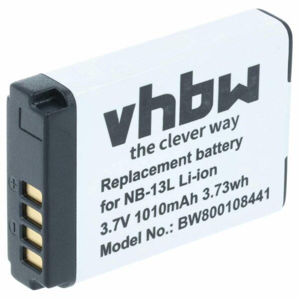 Bateria vhbw para Canon NB-13L - 1010mAh, 3.7V, Li-Ion