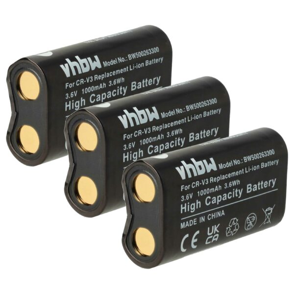 Pack 3x Bateria vhbw RV3/RCR-V3/LB-01/CR-V3 1000mAh 3.6V Li-Ion para Câmaras Digitais