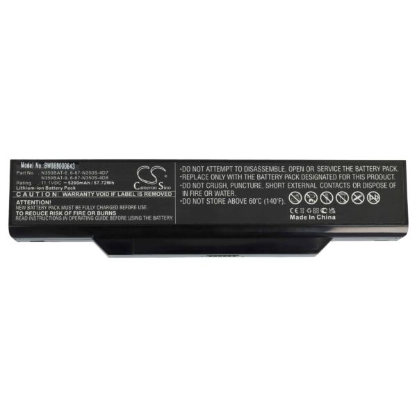 Bateria de Portátil vhbw para Clevo N350BAT-9, N350BAT-6 - 5200 mAh 11.1 V