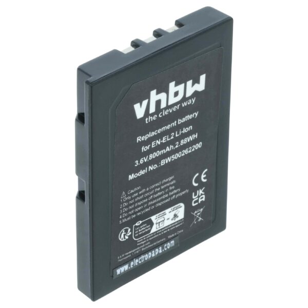 Bateria vhbw para Nikon EN-EL2 - 800mAh, 3.6V, Li-Ion