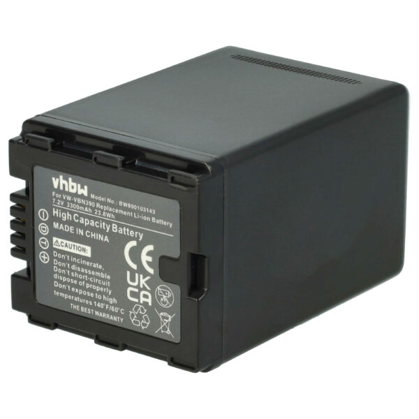 Bateria vhbw para videocâmara Panasonic VW-VBN260 VW-VBN390 - 3300 mAh 7.2 V Li-Ion