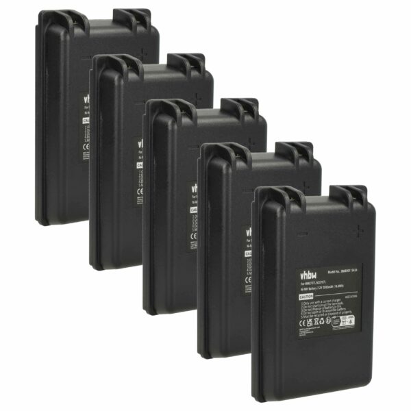 5x Bateria de Substituição vhbw para Comando Industrial Autec MH0707L, NC0707L - 2000 mAh