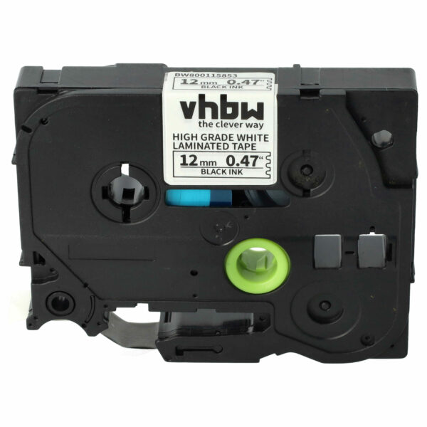 Fita de Etiquetas compatível com Brother HGE-231 - 12 mm Preto sobre Branco