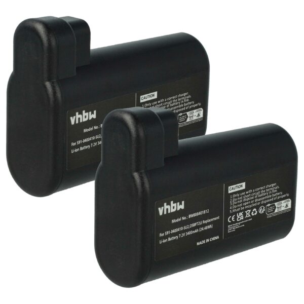Pack 2x Bateria vhbw 3400mAh 7.2V Li-Ion compatível com AEG S91-0400410-SU2, OSBP72LI e Electrolux
