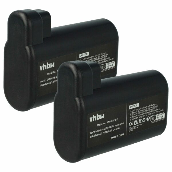 Pack 2x Bateria vhbw 3400mAh 7.2V Li-Ion compatível com AEG S91-0400410-SU2, OSBP72LI e Electrolux