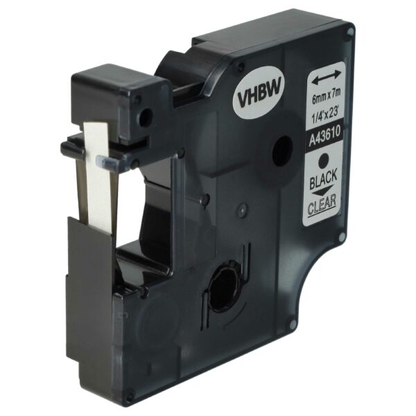 Fita de Etiquetas Compatível Dymo D1 43610 - 6 mm Preto sobre Transparente