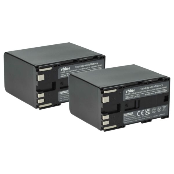 2x Baterias vhbw para Câmara Canon BP-975 - 6600 mAh 7.4 V Li-Ion