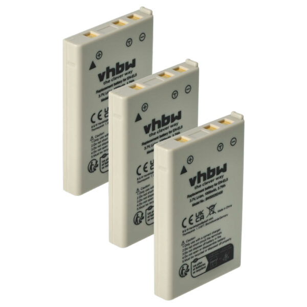 3x Bateria compatível com Nikon EN-EL5 - 1000mAh, 3.6V, Li-Ion vhbw