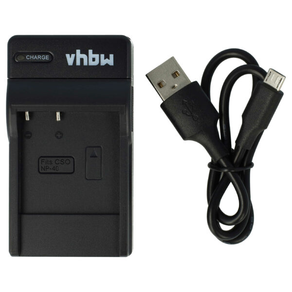 Carregador USB-C vhbw com Cabo para Bateria de Máquina Fotográfica Casio BC-31L, BC-30L