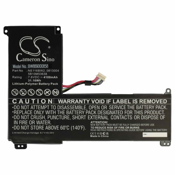 Bateria vhbw para Lenovo - 4100 mAh 7.6V Li-polymer (5B10M53638, NE116BW2, 813004)