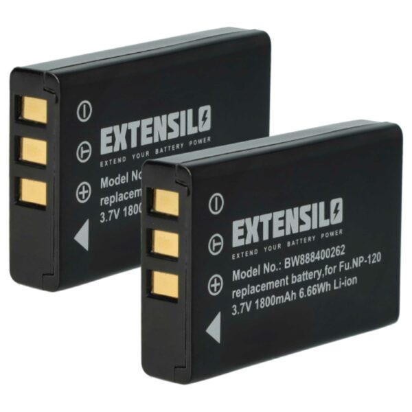 2x Bateria substitui Aiptek ZPT-PM18 - 1800mAh, 3.7V, Li-Ion EXTENSILO