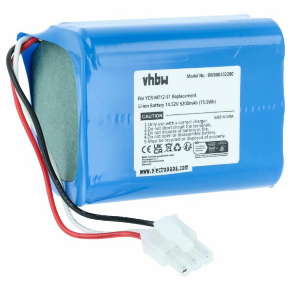 Bateria vhbw para iClebo e Miele - 5200mAh, 14.52V, Li-Ion (substitui YCR-MT12-S1, YCR-M07-20W)