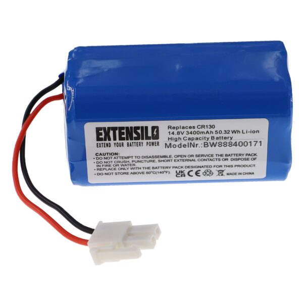 Bateria Extensilo para Robô Aspirador Ecovacs, Silvercrest, iLife 3400mAh, 14.8V