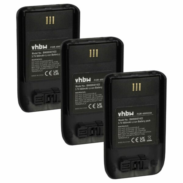 3 Baterias vhbw para telefone DECT Innovaphone/Mitel/Ascom - 800 mAh 3.7 V Li-Ion (substitui 490933A, 660497)