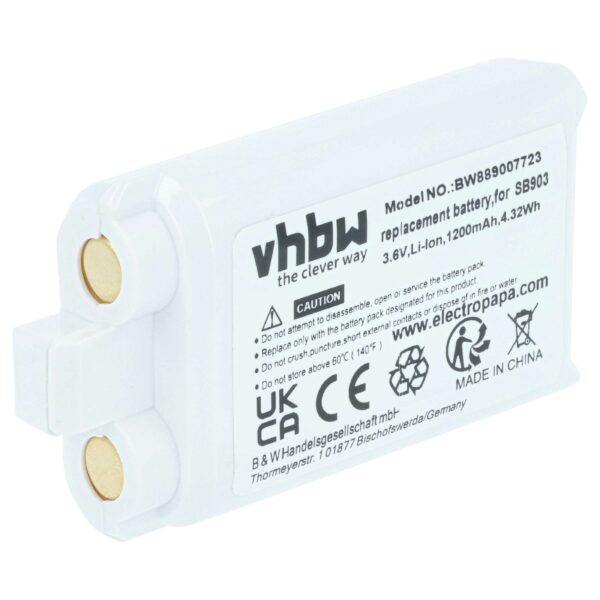 Bateria Compatível Shure SB903 - 1200 mAh 3.7 V Li-Ion vhbw