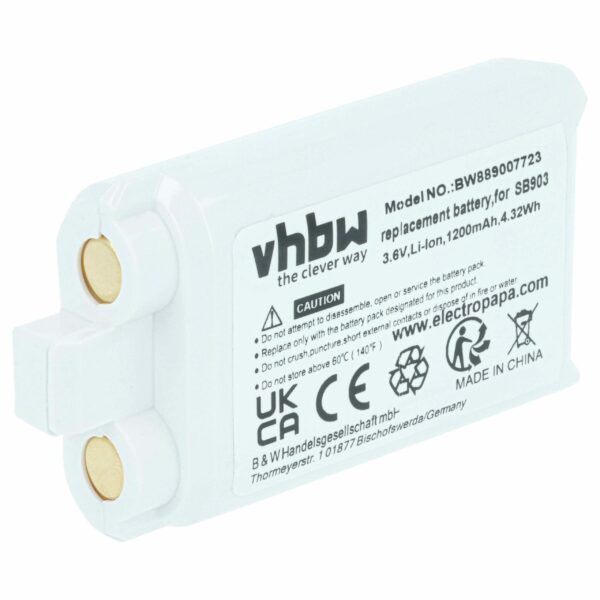 Bateria Compatível Shure SB903 - 1200 mAh 3.7 V Li-Ion vhbw