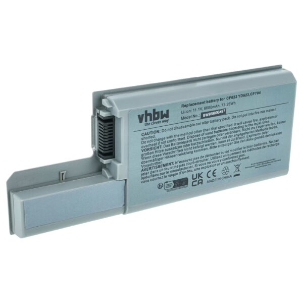 Bateria vhbw para Portátil Dell 6600 mAh 11.1V Li-Ion (Substitui 312-0393, 312-0394, 312-0401, 312-0402, 451-10308)