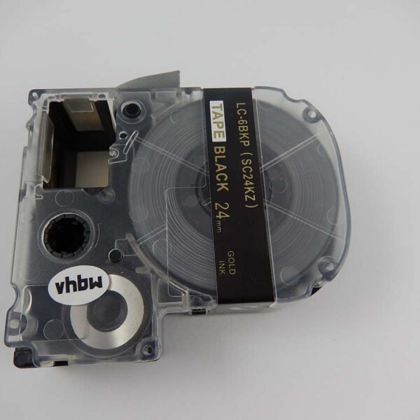 Fita de Etiquetas Compatível com Epson LC-6BKP - 24 mm Ouro sobre Preto