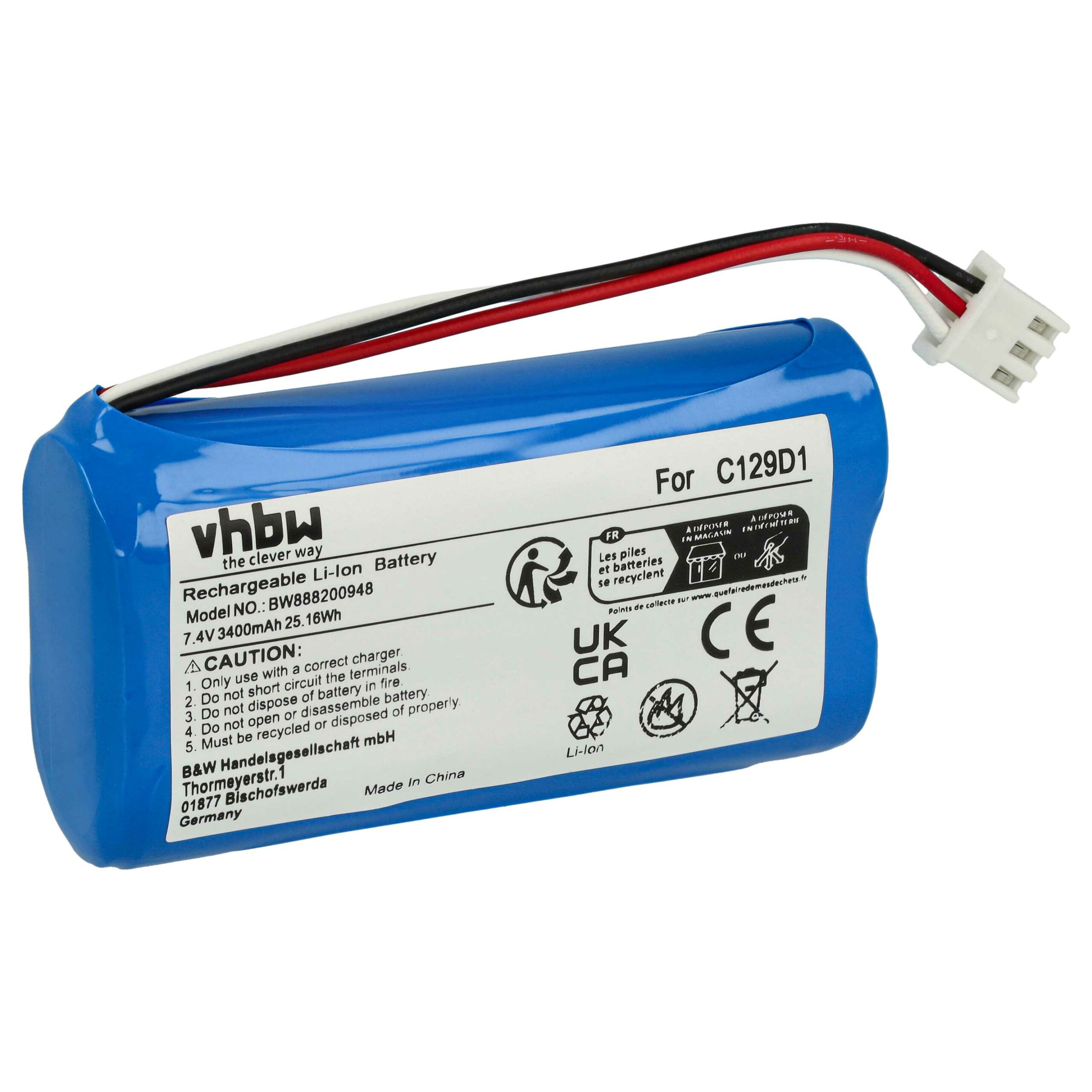 Bateria de substituição vhbw para Bang & Olufsen BeoPlay P6 - Li-Ion 3400 mAh