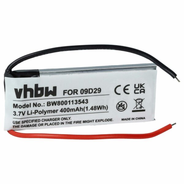 Bateria para Auriculares Wireless vhbw - Substitui 09D29, H452050, BAT00008 - 400 mAh 3.7 V Li-polymer