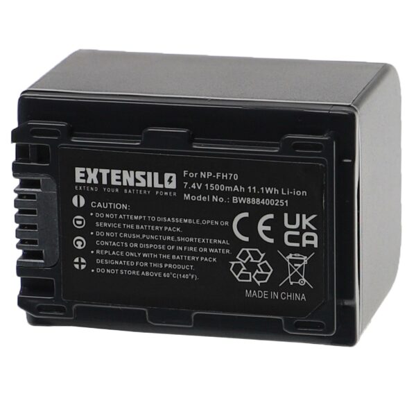 Bateria de substituição para Sony NP-FH70 - 1500mAh, 7.4V, Li-Ion EXTENSILO