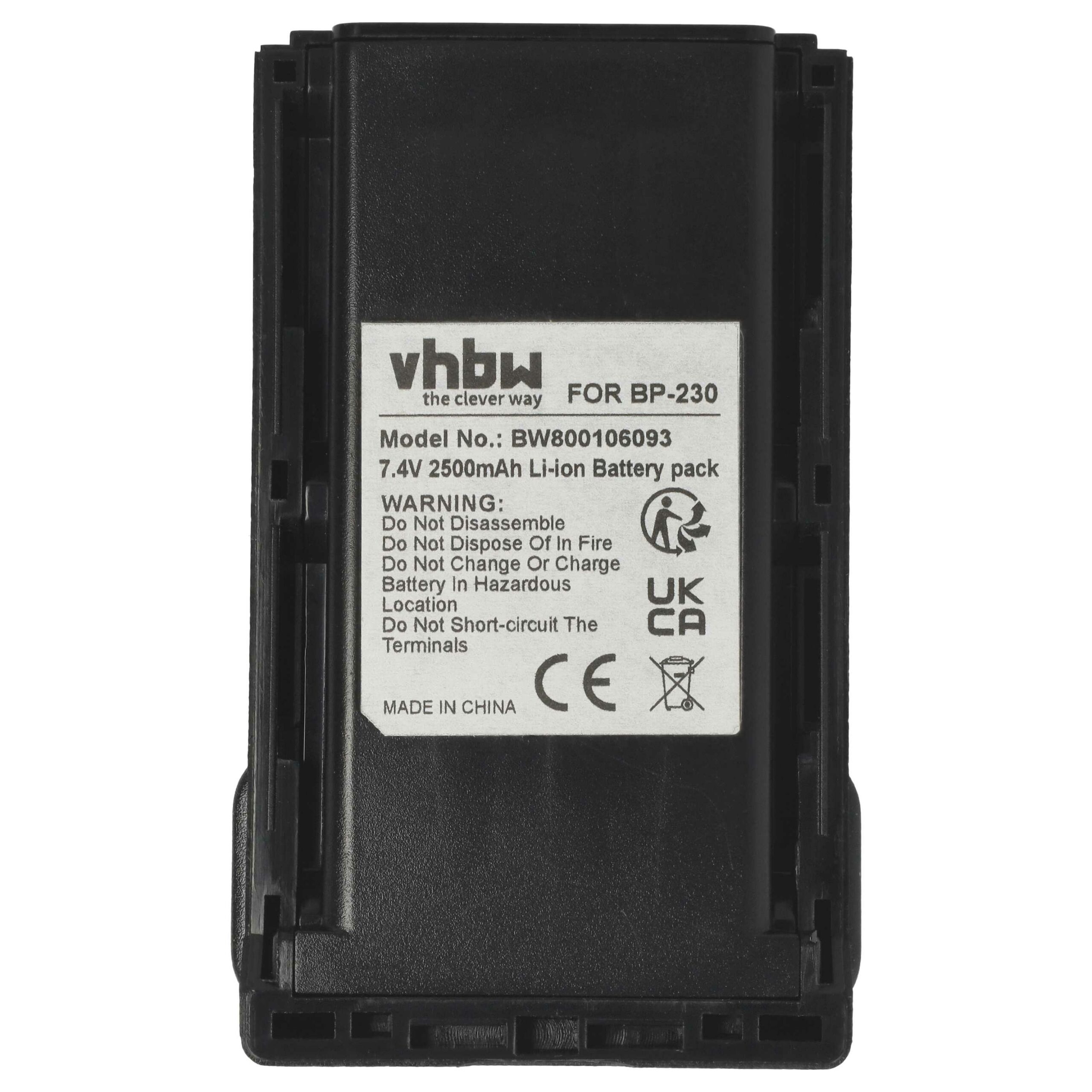 Bateria para Rádio Icom BJ-2000, BP-232, BP-231, BP-231N, BP-230, BP-230N - 2500 mAh 7.4 V Li-Ion vhbw - Image 3