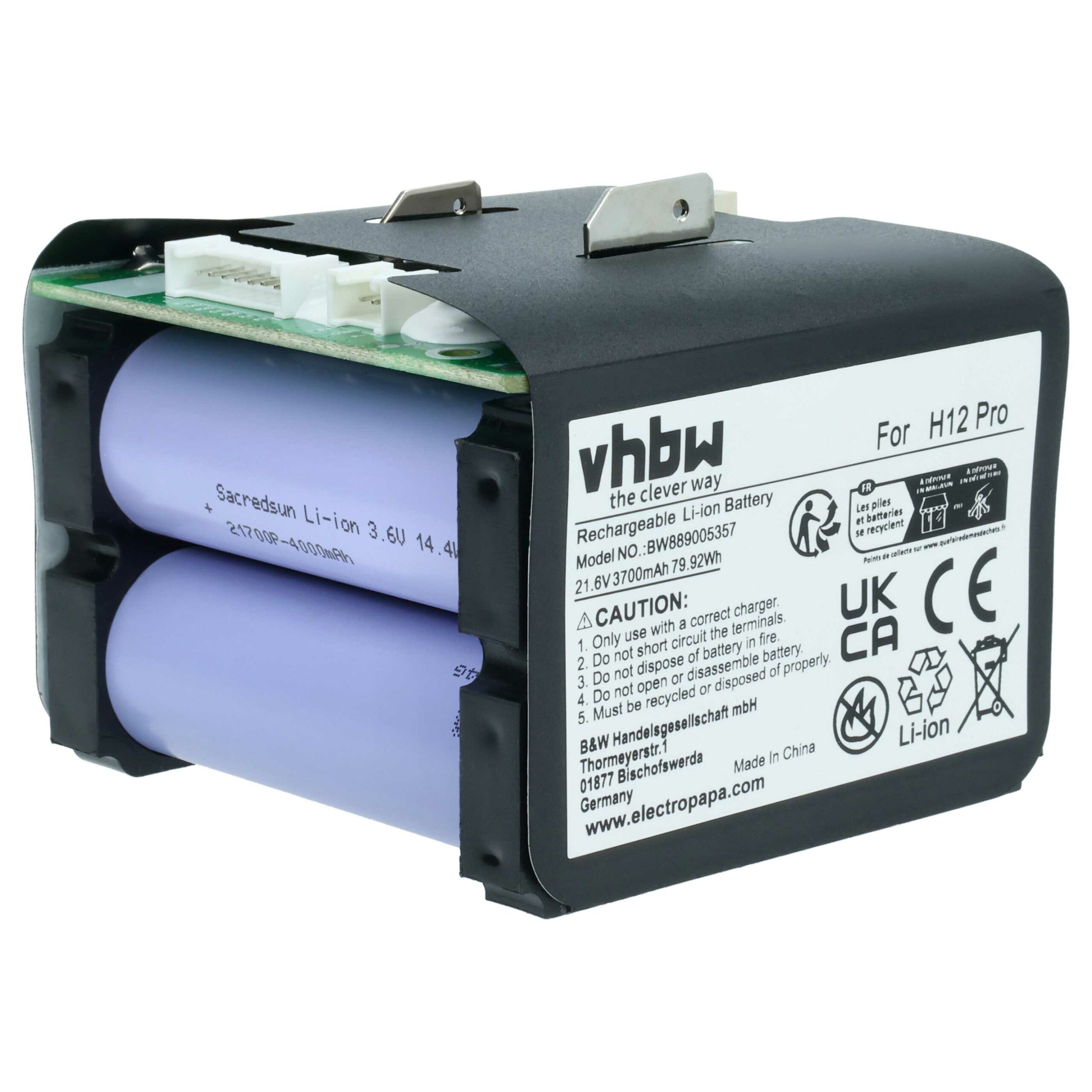 Bateria vhbw para Dreame W2210, W2210-6S1P-BWB - 3700mAh, 21.6V, Li-Ion - Image 3
