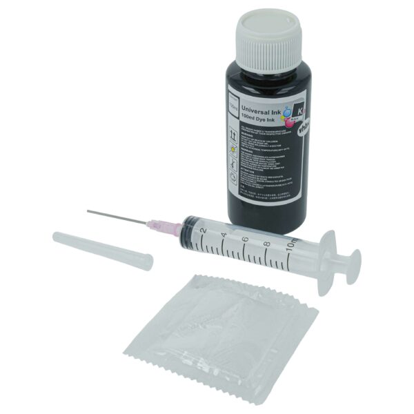 Tinta de enchimento vhbw Preta 100 ml para Epson, Brother, HP, Canon