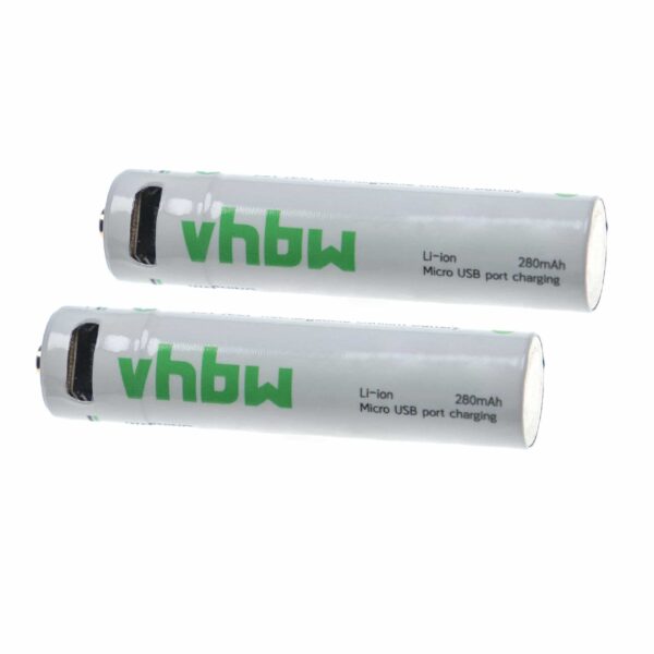 Bateria AAA Micro Recarregável 280 mAh 1.5 V Li-Ion com USB - vhbw