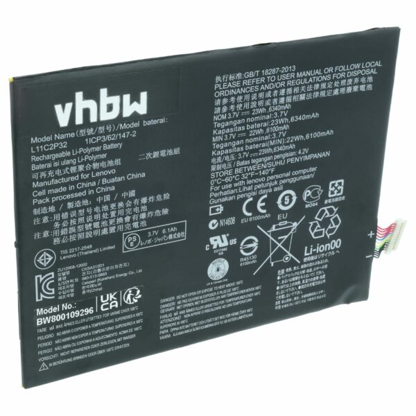 Bateria vhbw para Lenovo - 6300 mAh 3.7 V Li-Ion (Substitui L11C2P32)