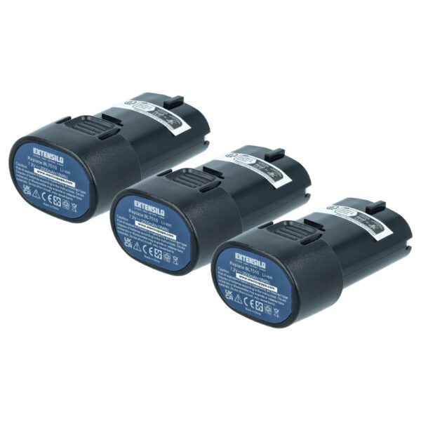 3x Bateria EXTENSILO compatível com Makita BL7010 - 2500 mAh, 7.2V, Li-Ion