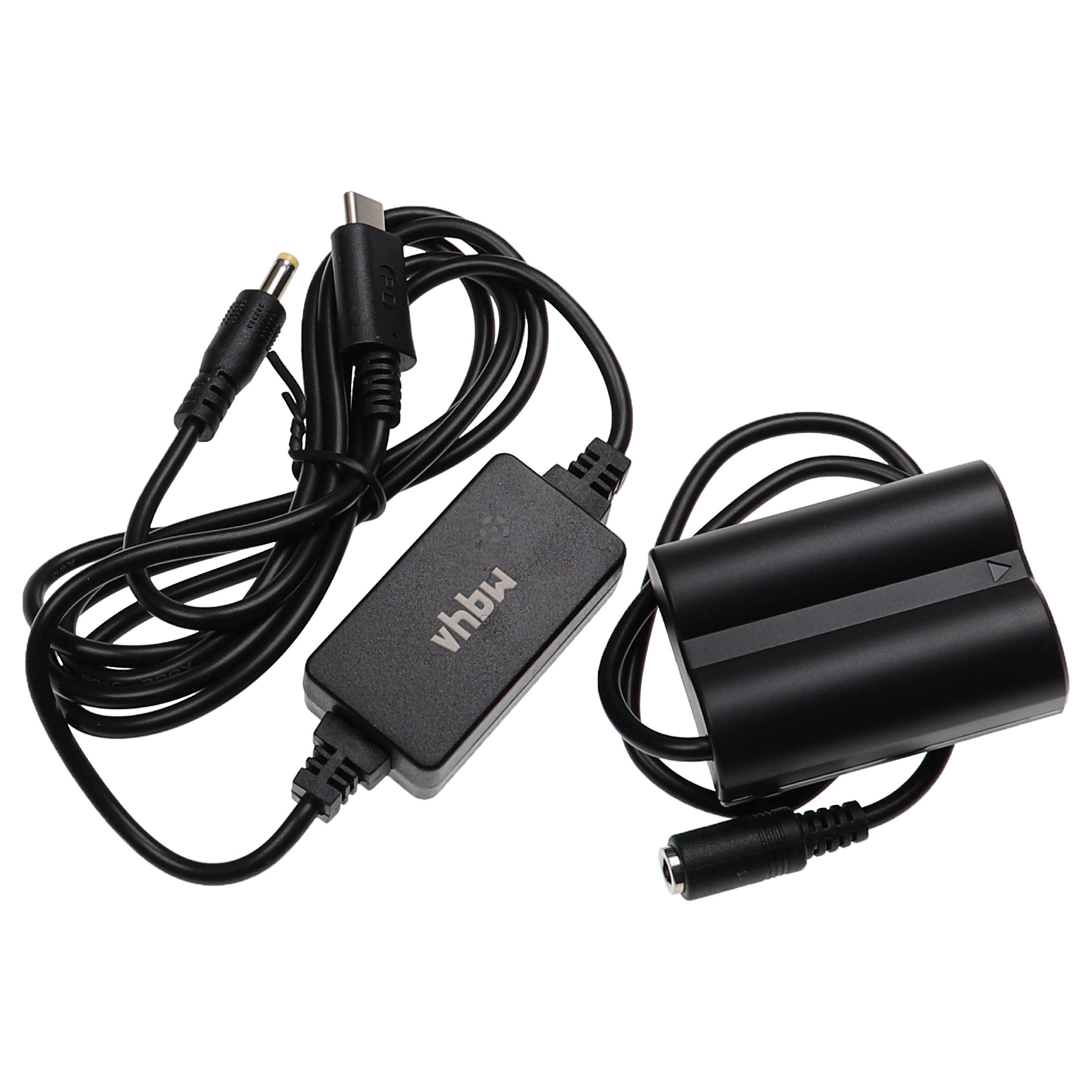 Fonte de Alimentação USB vhbw para Câmaras Fujifilm (substitui AC-84V) + Acoplador DC - 2 m, 9 V 3.0 A - Image 2