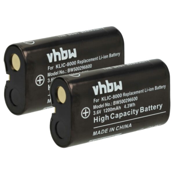 2x Bateria vhbw para Kodak Klic-8000 / Ricoh DB-50 - 1200mAh, 3.6V