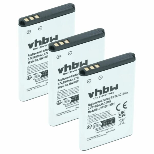 Bateria vhbw 3x para Alcatel RTR001F01 - 1000 mAh 3.7 V Li-Ion