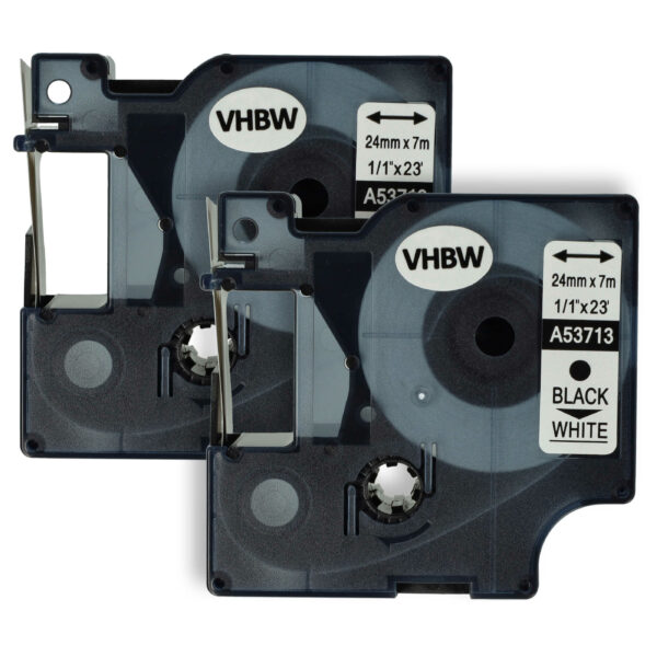 2x Fita para Etiqueta vhbw substitui Dymo D1, 53713 - 24 mm Preto sobre Branco