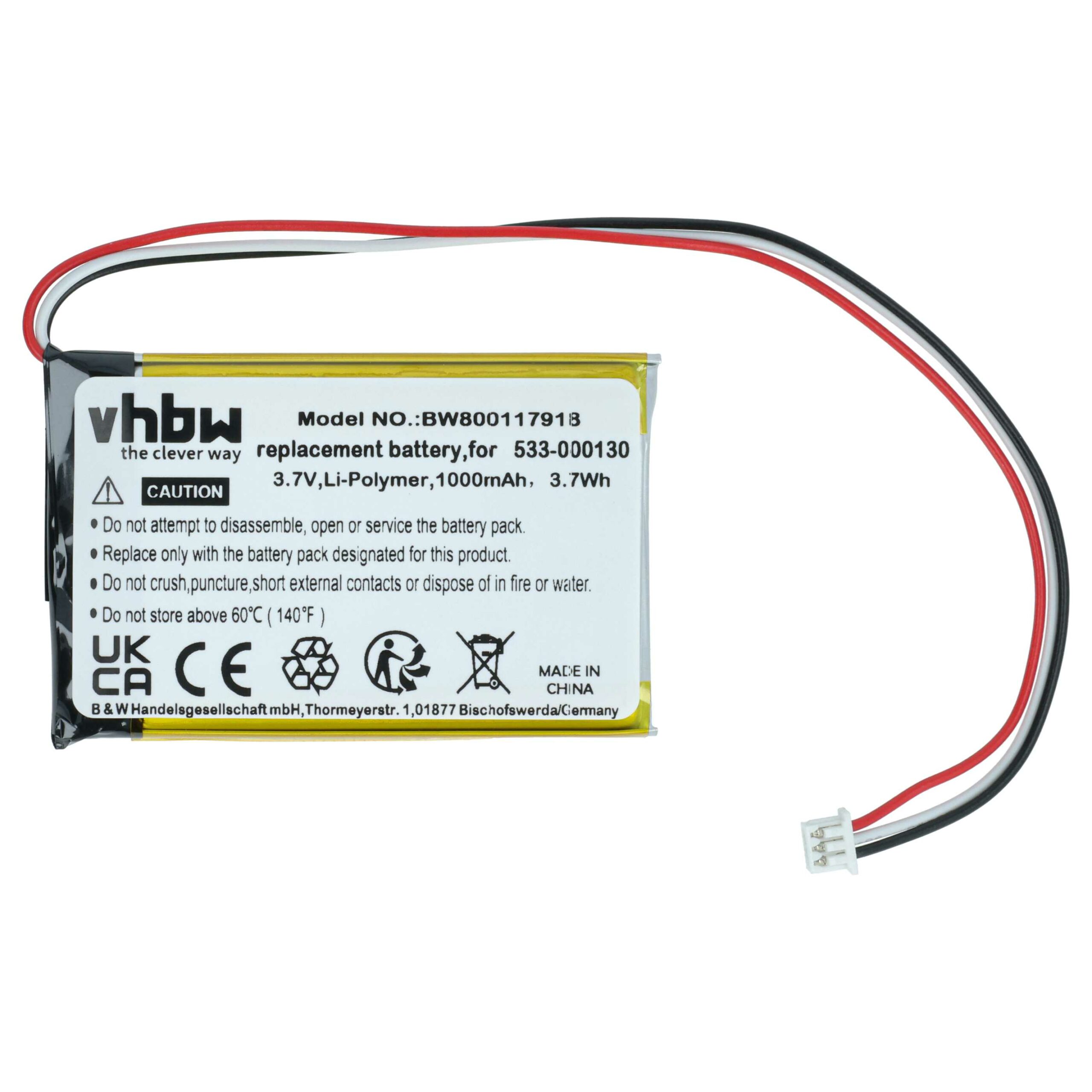Bateria vhbw para Rato Sem Fios Logitech - 1000 mAh 3.7 V Li-polymer - Image 3
