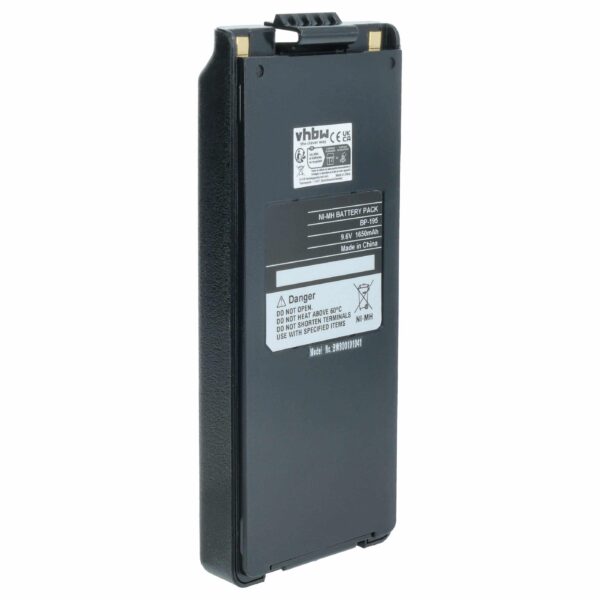 Bateria vhbw para Rádio Icom BP-195, BP-196 - 1650 mAh 9.6 V NiMH com mola de cinto