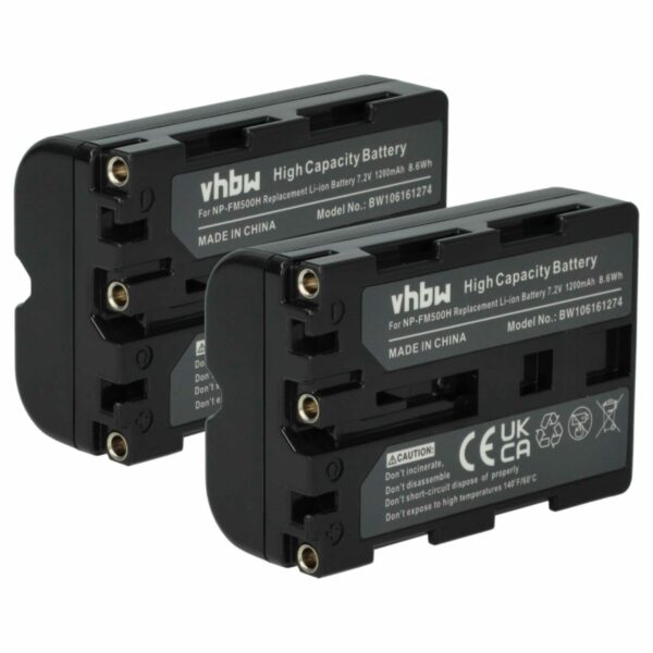 2x Bateria substitui Sony NP-FM500H - 1200mAh, 7.2V, Li-Ion vhbw