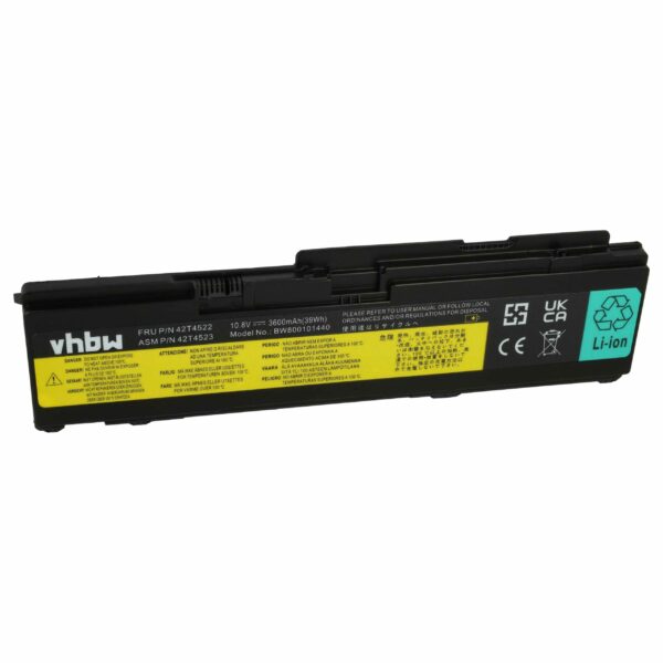 Bateria vhbw para IBM Lenovo - 3600 mAh 10.8 V Li-Ion (43R1965, 43R1967, 42T4519)