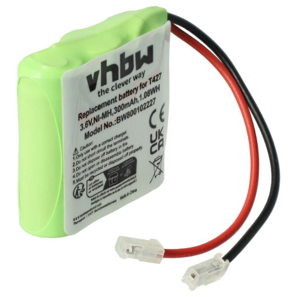 Bateria de substituição vhbw 30AAAM3BMX, T427 para telefone fixo Commodore – 300 mAh 3.6 V NiMH
