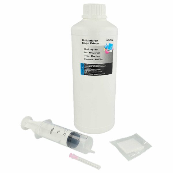 Tinta de RELLENO Dye Ciano vhbw para Canon Pixma G1501, G1510, G2501, 1000 ml