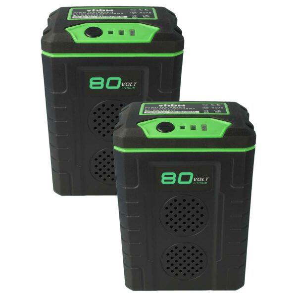 2x Bateria substitui Greenworks 2901307, 80V Max, 2901302, 2902407, 2901207 - 2000 mAh 80 V Li-Ion, preta