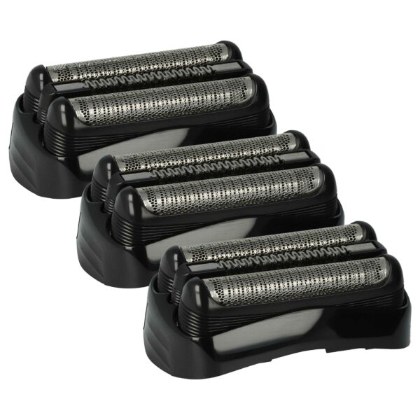 3x Cabeças de Corte vhbw para Máquina de Barbear Braun 21S, 21B, Preto