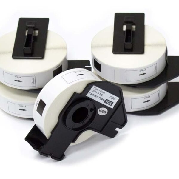 5x Rolos de Etiquetas vhbw para Brother DK-11203 - 17 mm x 87 mm com Suporte
