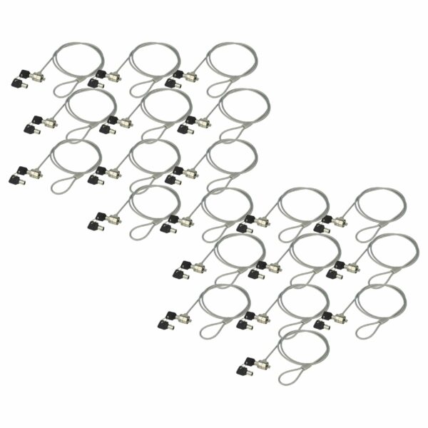 Conjunto de 20 Fechos de Segurança Kensington para Portátil com Cabo 1,2 m e Chaves