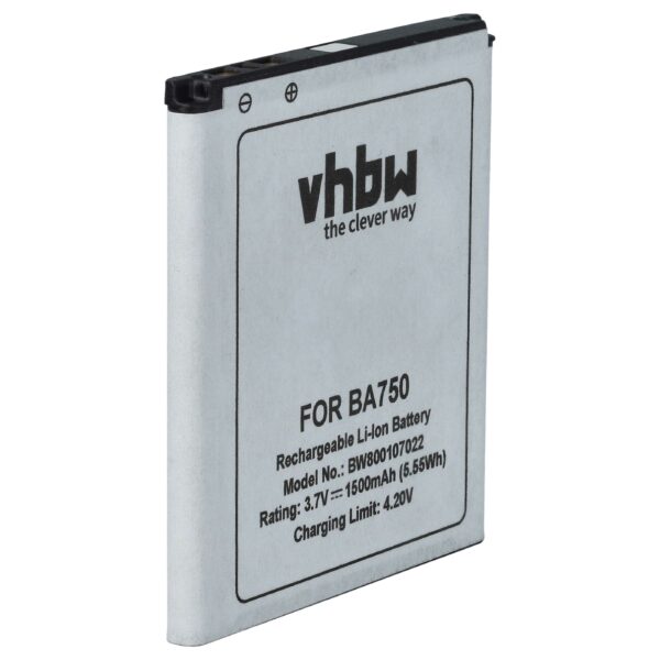 Bateria vhbw para Telemóvel compatível com Sony-Ericsson BA750, 1500 mAh, 3.7 V