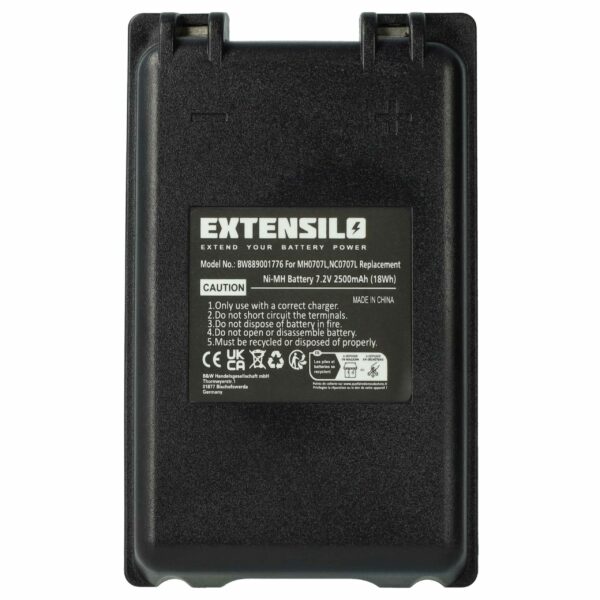Bateria de Substituição EXTENSILO para Comando Autec MH0707L, NC0707L - 2500 mAh
