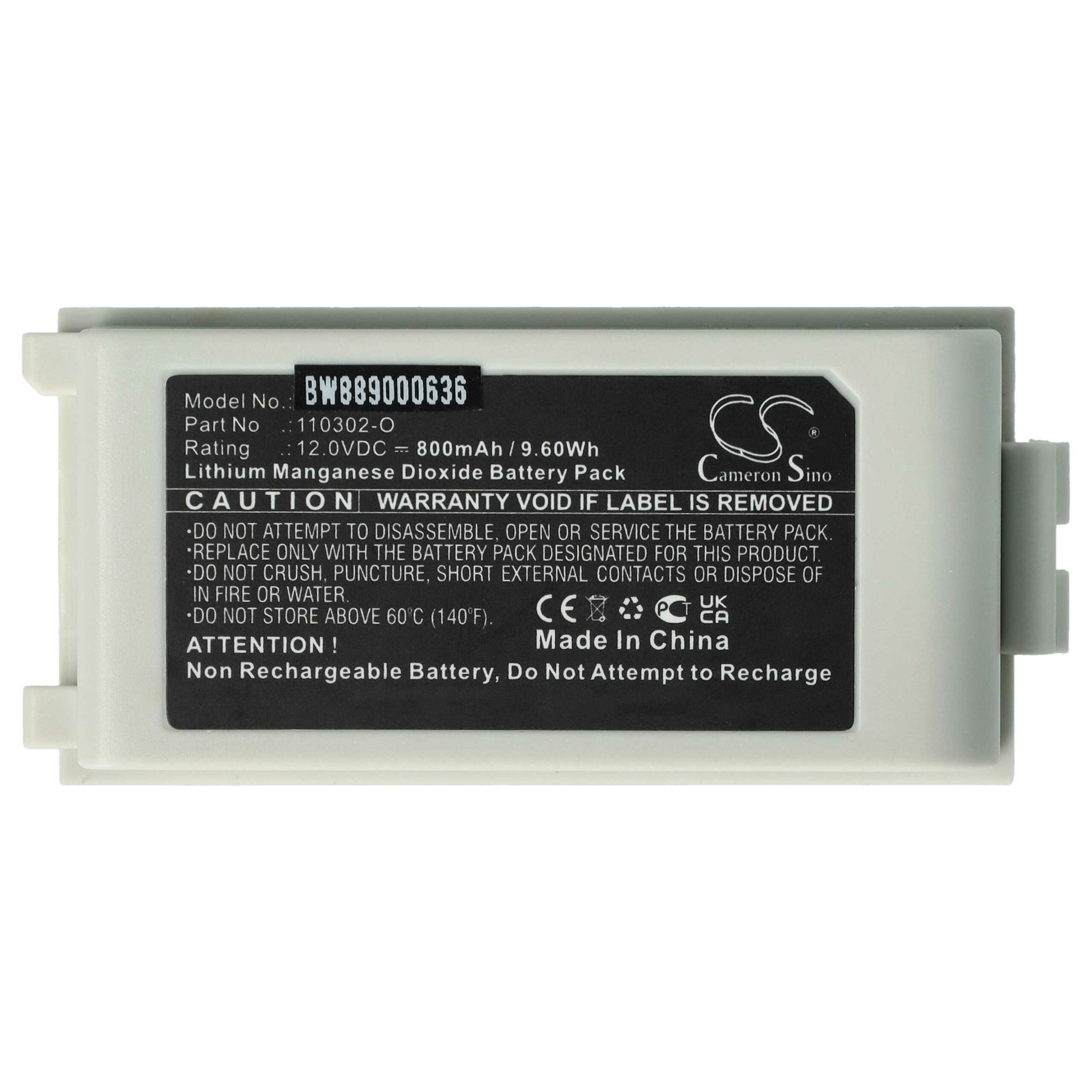 Bateria vhbw para Equipamentos Médicos Schiller 110302-O - 800 mAh 12 V Li-MnO2 - Image 3