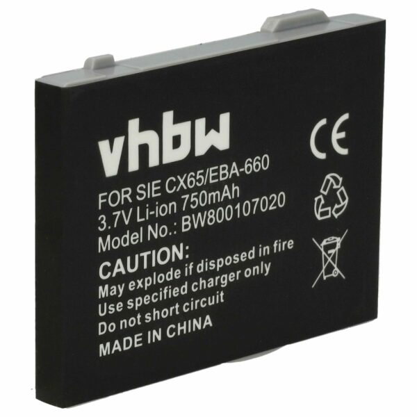 Bateria para Telemóvel Siemens EBA-660, EBA-670, EBA-760, EBA-770 - 750 mAh 3.7 V Li-Ion vhbw